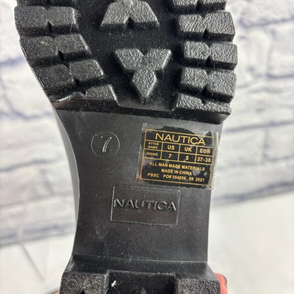 Nautica Women's 7 Black Rubber Waterproof Pull-on Chelsea Rain Ankle Boots - Picture 9 of 10